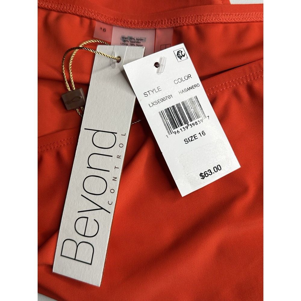 NWT Beyond Control Women's Tummy Control High Waist Orange Bikini‎ Size 16 - Picture 8 of 10